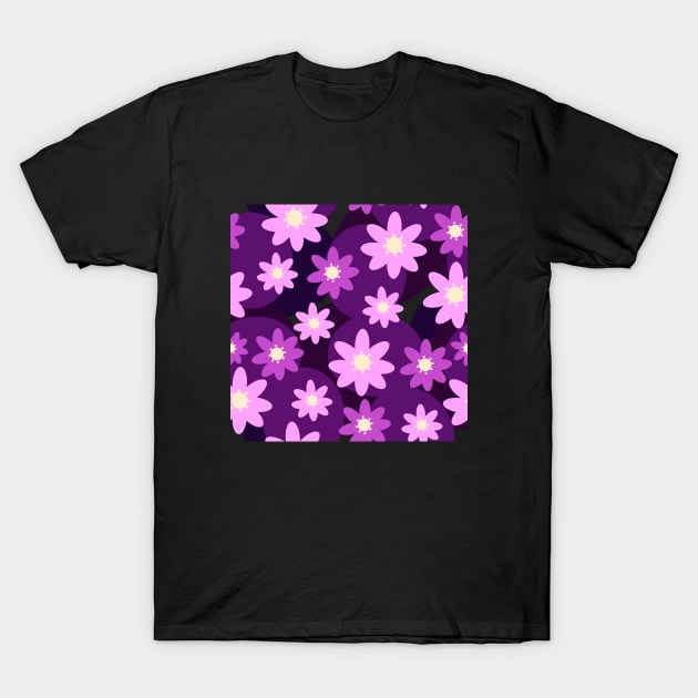 Abstract pink and violet flowers 3 D design T-Shirt by Digital Mag Store